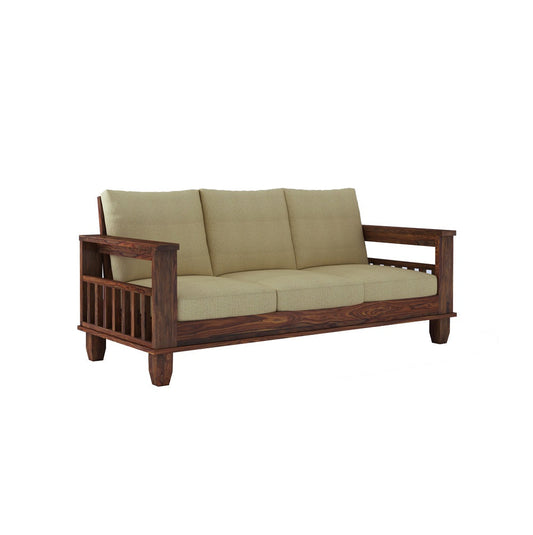 Home Edge Sheesham Wood Jessy 3 Seater Sofa-Teak