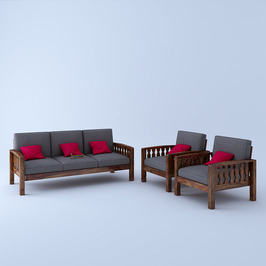 Home Edge Sheesham Wood Paul Wooden  3+1+1 Sofa-Teak