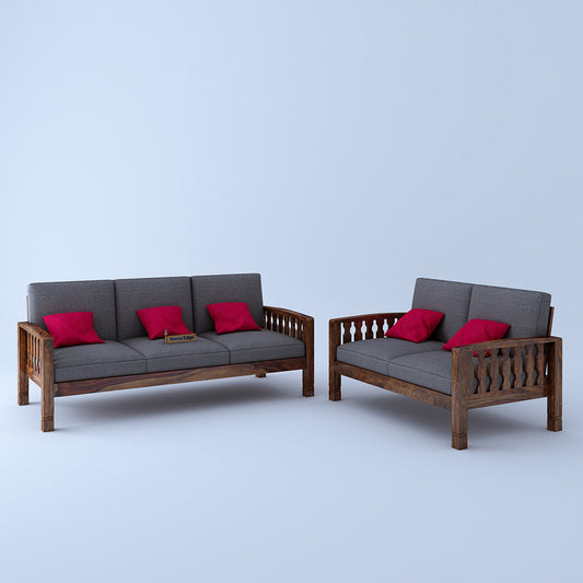 Home Edge Sheesham Wood Paul Wooden  3+2 Sofa-Teak