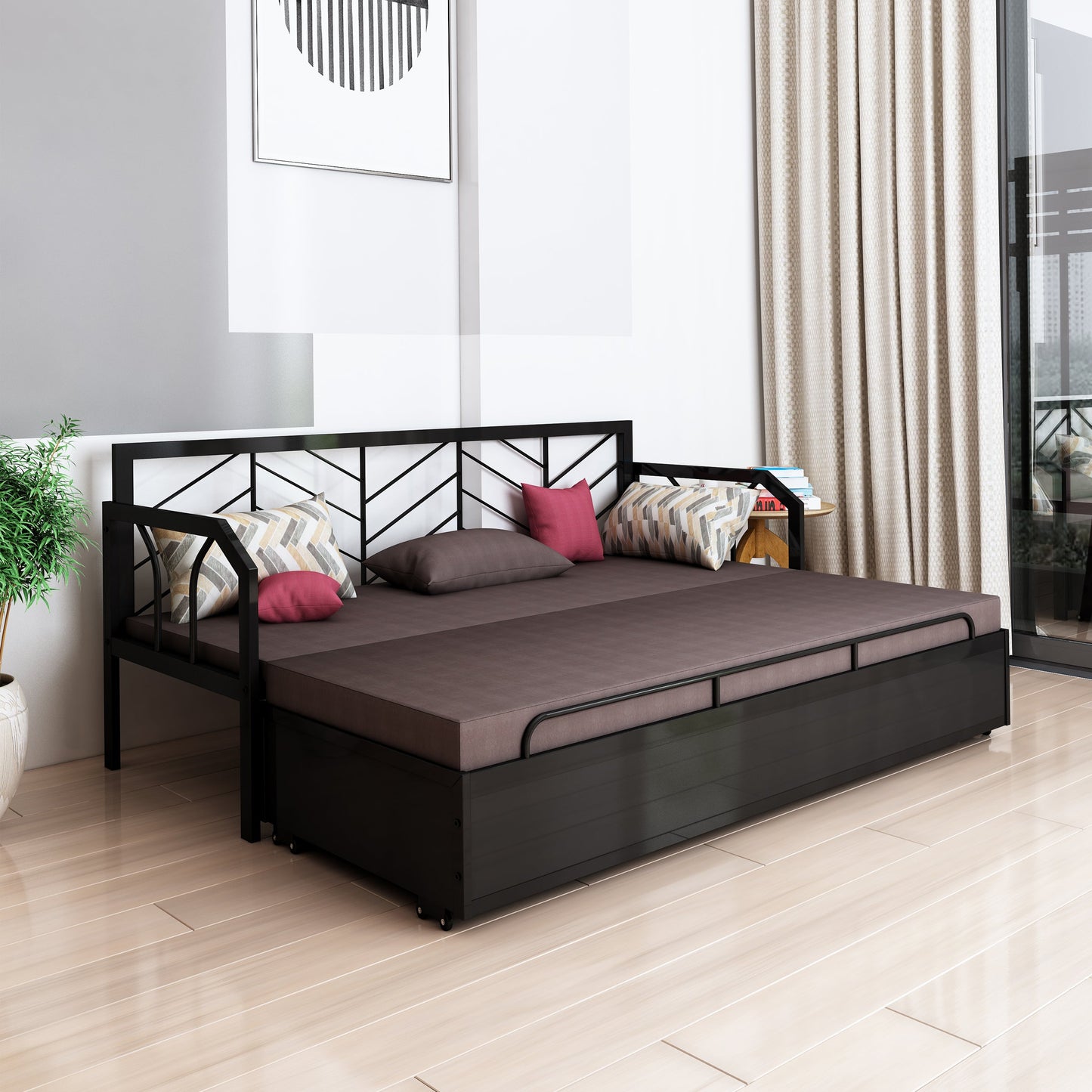 CiFor 3 Seater Sofa Cum Bed-Brown