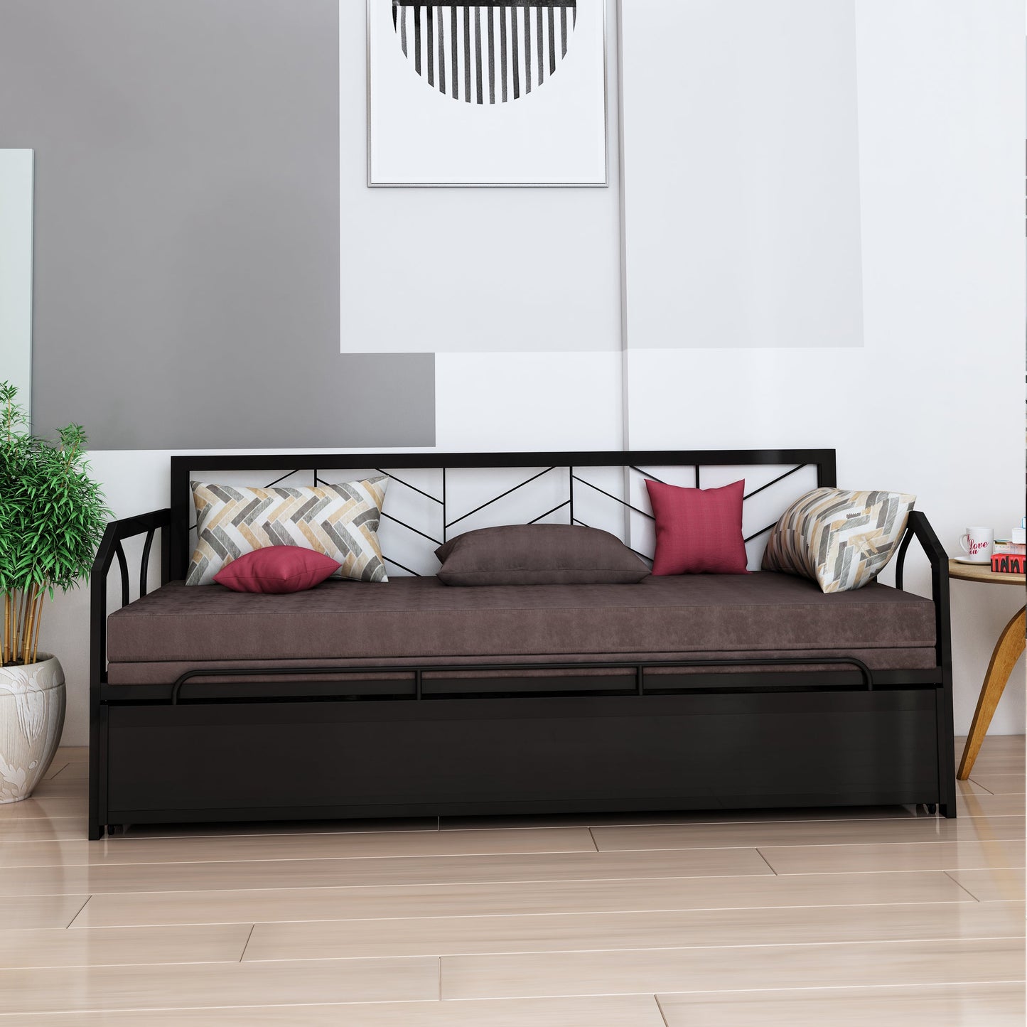 CiFor 3 Seater Sofa Cum Bed-Brown