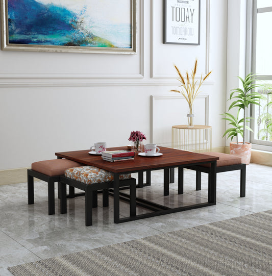 Alton 4 Stool Coffee Table-Brown