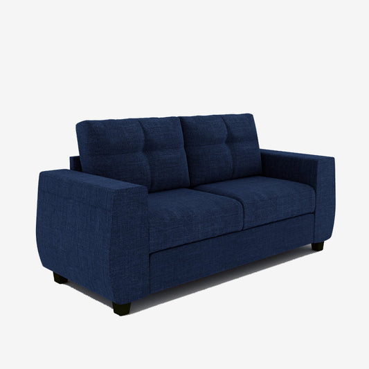 Home Edge Sheesham Wood Edward 3 Seater Fabric Sofa-Blue