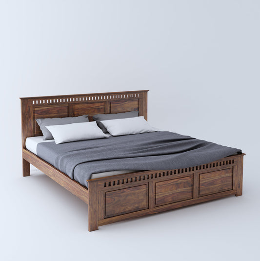 Home Edge Sheesham Wood Avalon King Without Storage Bed-Teak