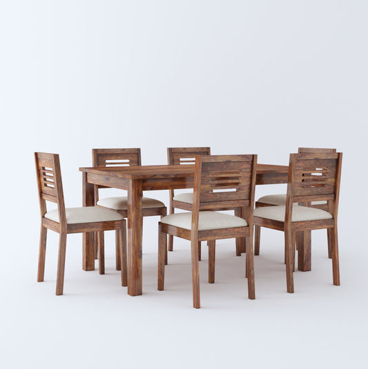 Home Edge Sheesham Wood Kerent 6 Seater Dining Set-Teak