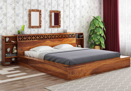 Croissant King Without Storage Bed-Teak